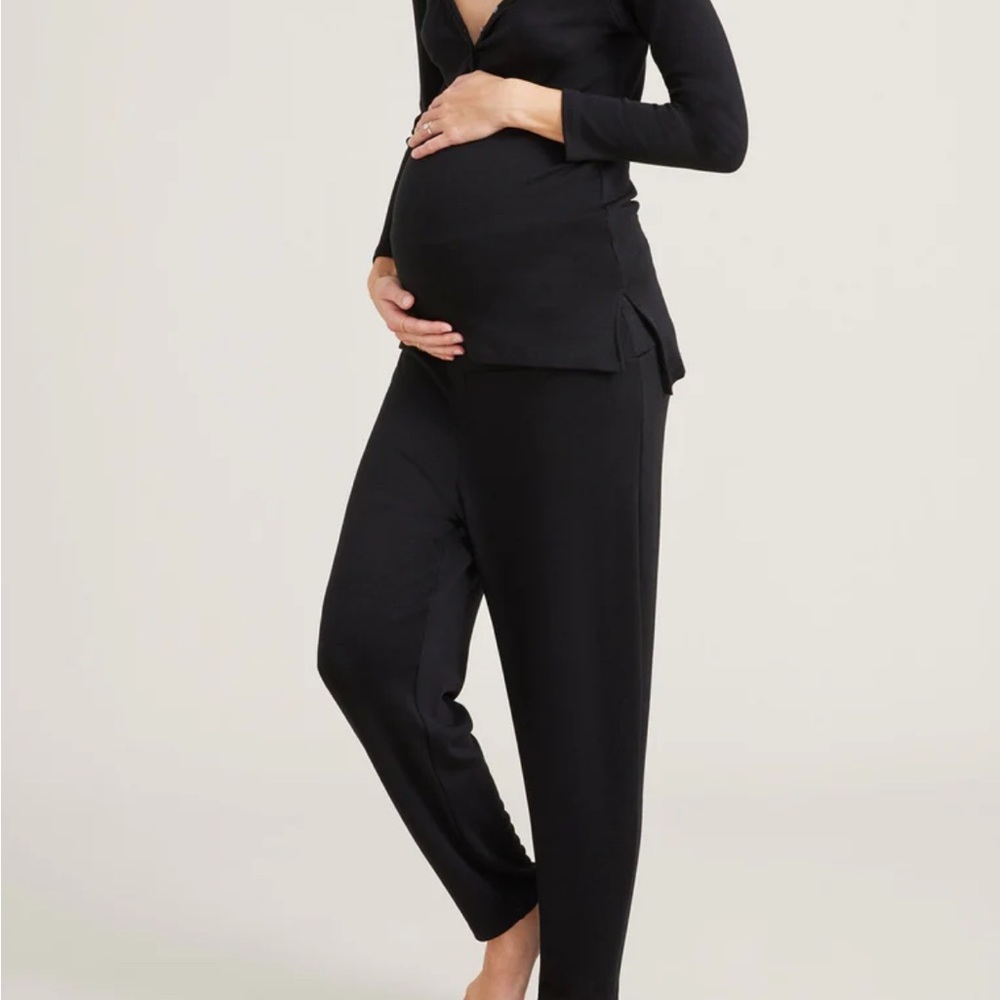 HATCH BLACK OVER/UNDER LOUNGE PANT / SIZE 2 (MEDIUM)